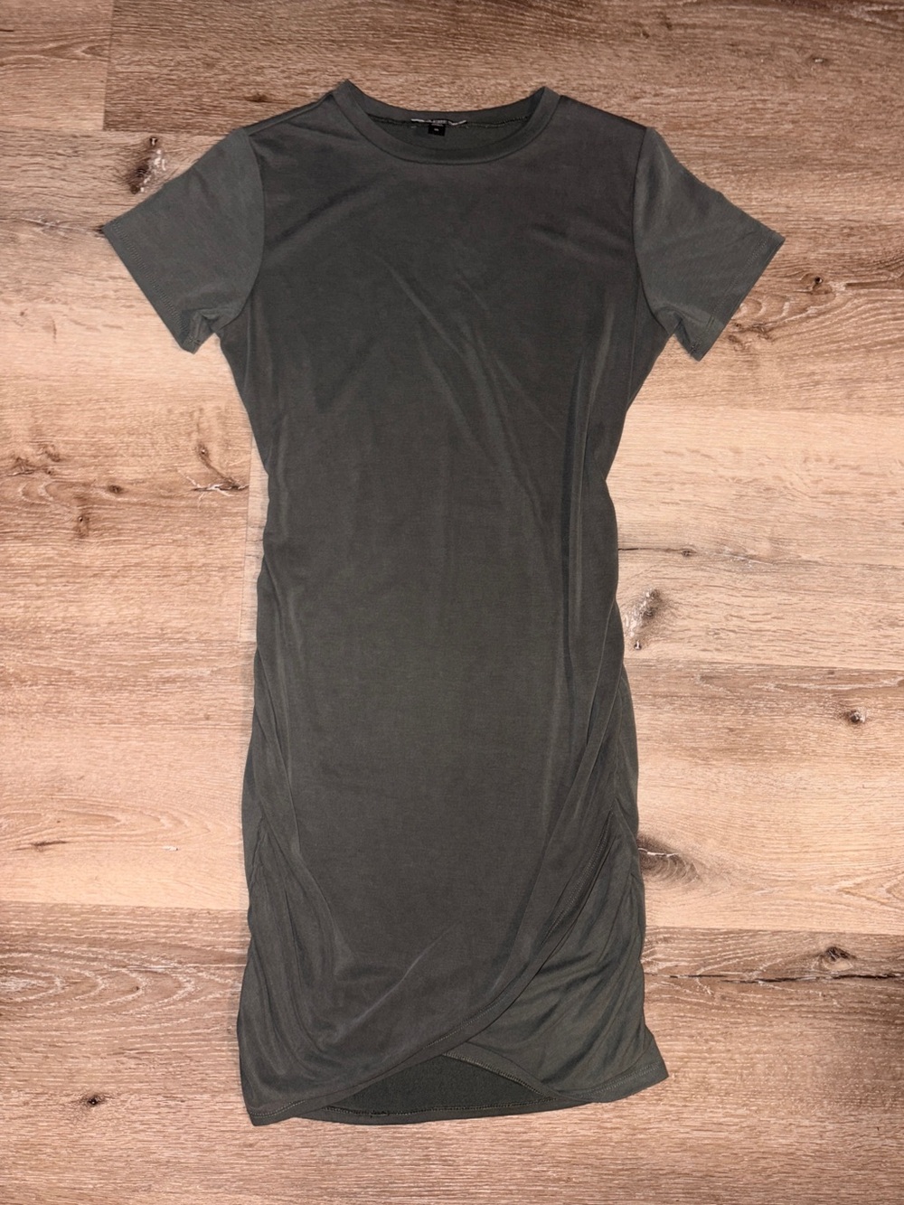 Express silky sueded jersey ruched t-shirt dress